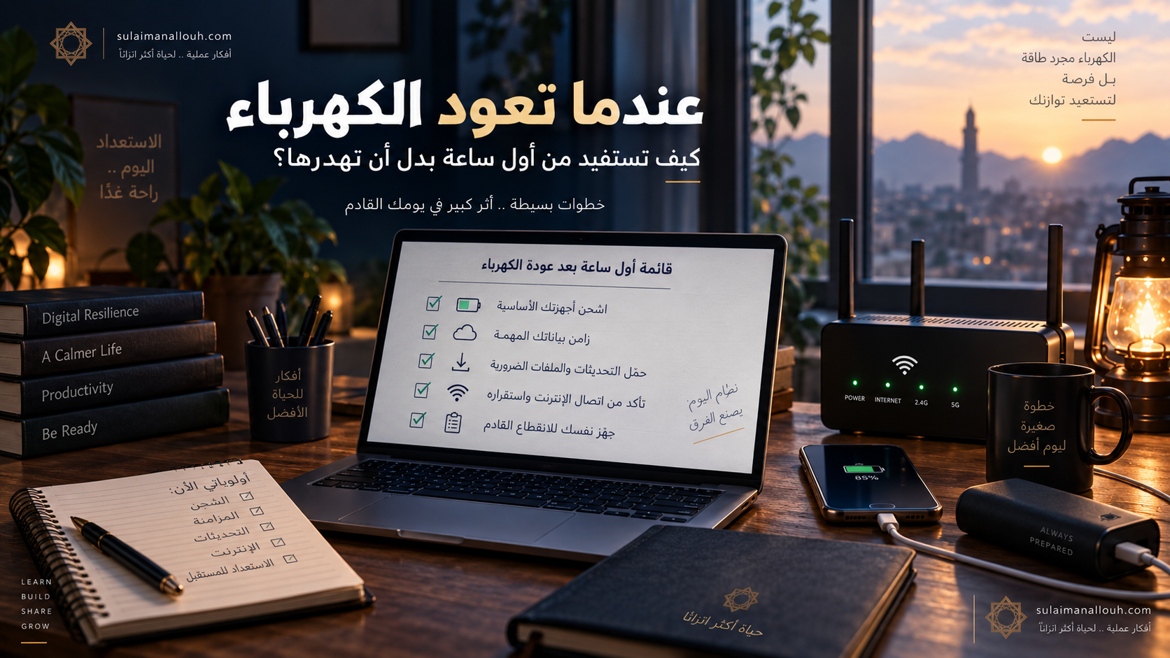 عندما تعود الكهرباء: كيف تستفيد من أول ساعة بدل أن تهدرها؟